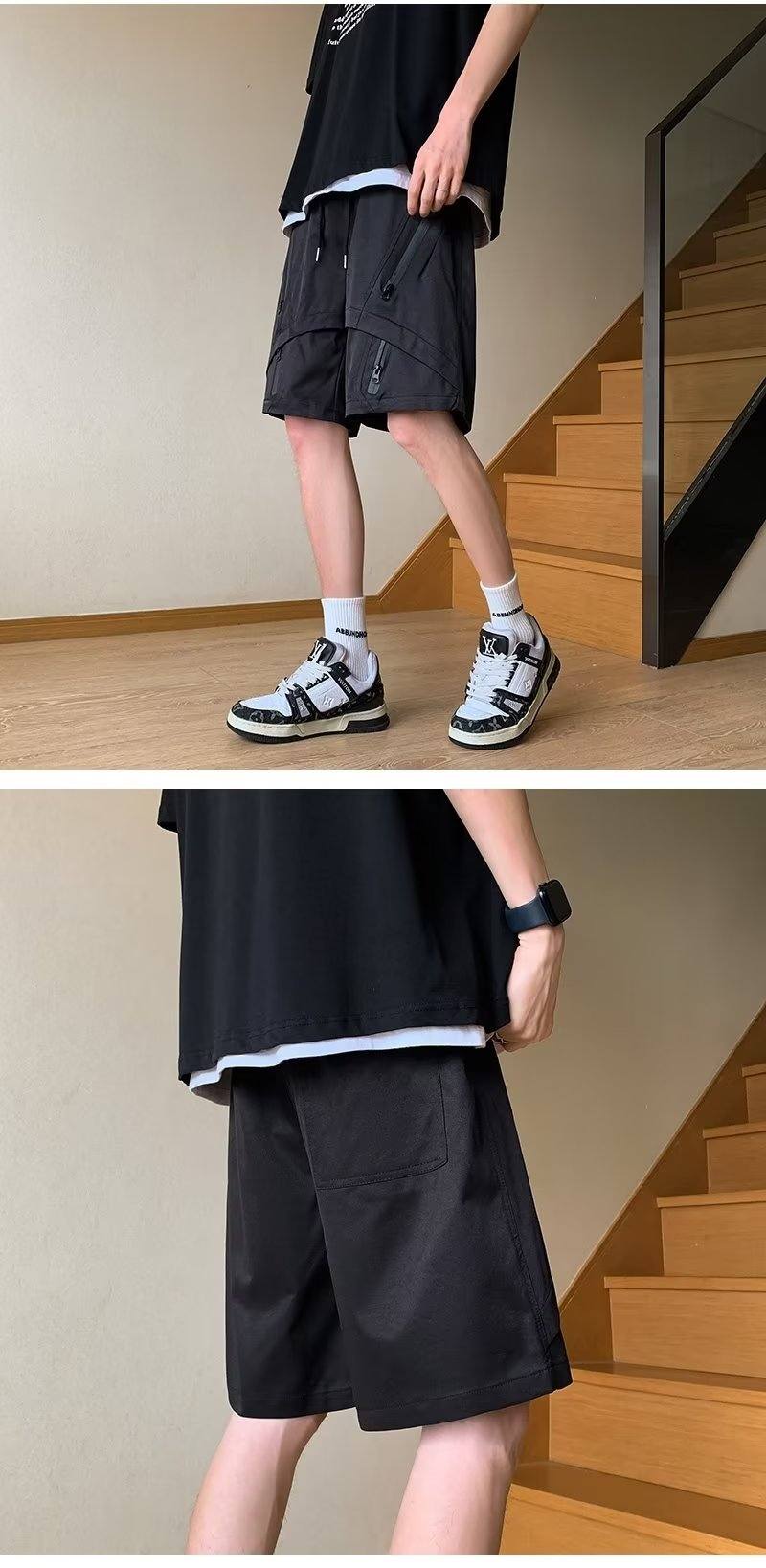 Multi Zipper Style Elastic Waist Shorts