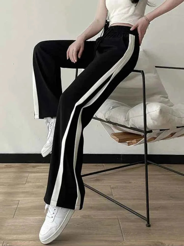Striped Panelled Loose Pants
