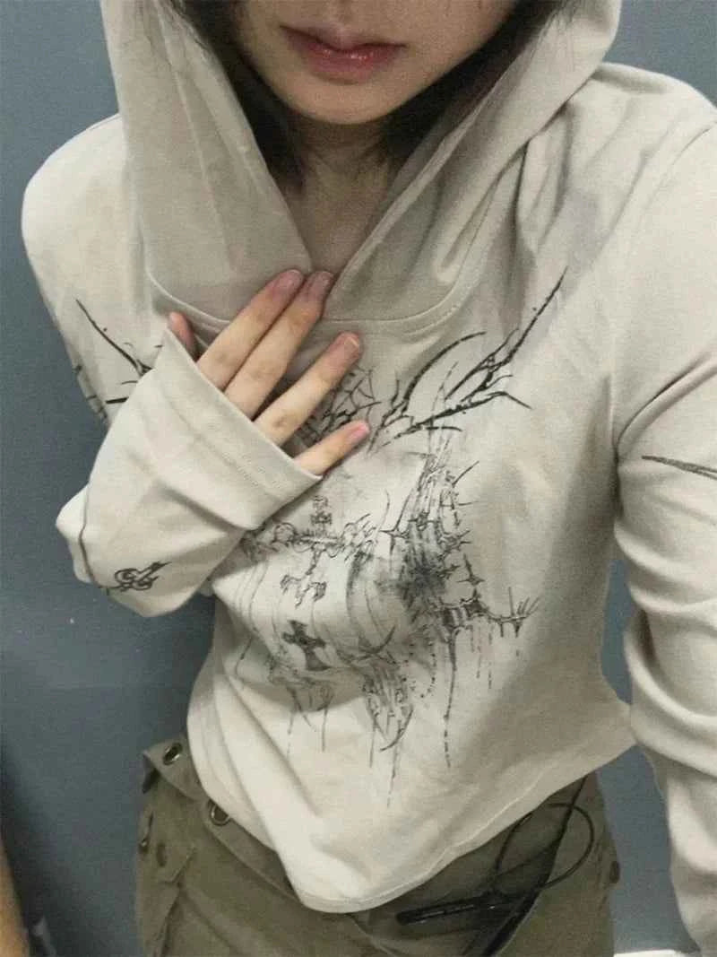 Weekend Uniform Punk Style Grunge Print Hoodie