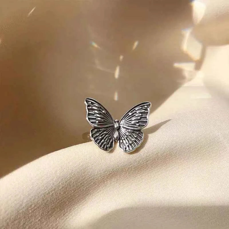 Butterfly Punk Gothic Adjustable Silver Ring