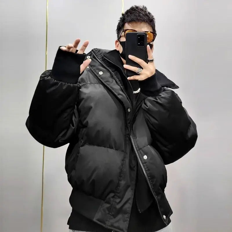 Pitch Black Standing Collar Padded Jacket