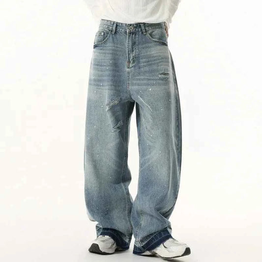 White Cat Whisker Washed Straight Jeans