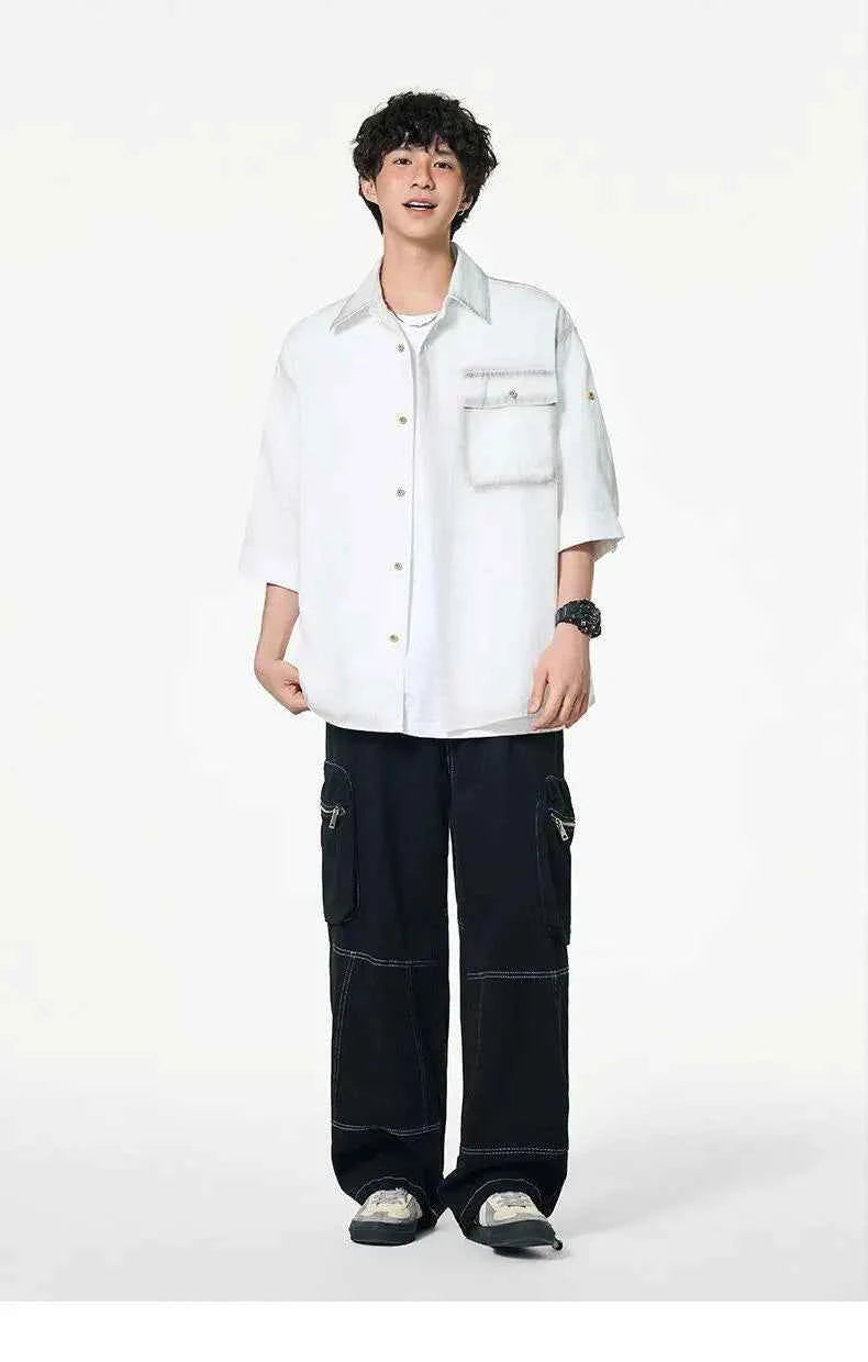 Cloud-Soft Contrast Lapel Casual Shirt