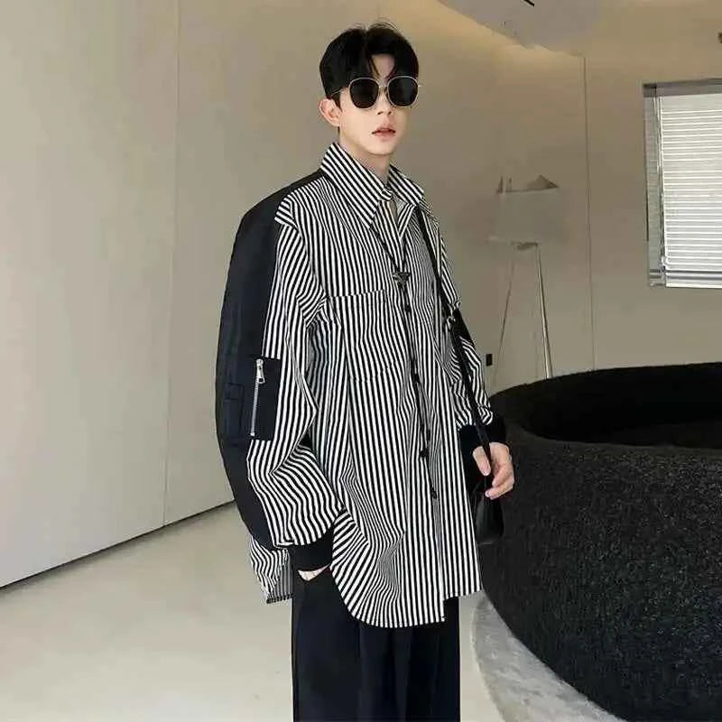Men Stylish Color Block Long Sleeve Shirt
