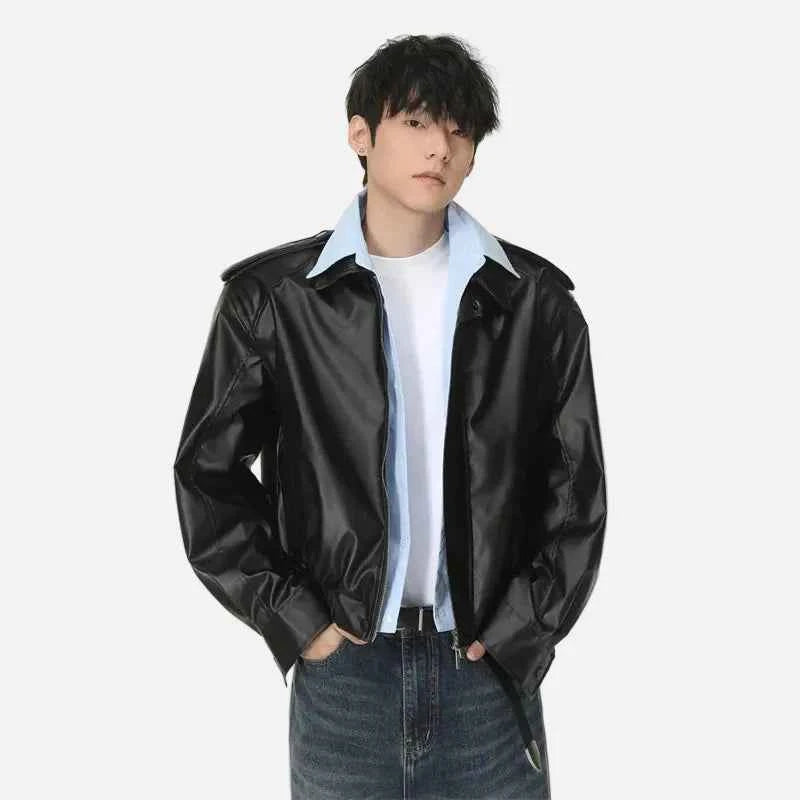 Trendy Korean Style Classic PU Leather Jacket