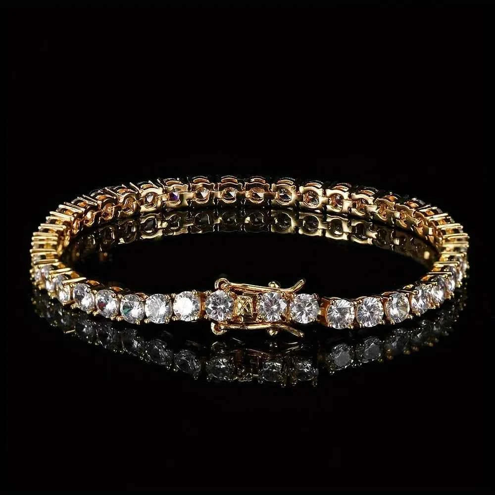 Pure Copper Zirconia Chain Bracelet - Luxury Artisan "Crown-Ice" Tennis Link