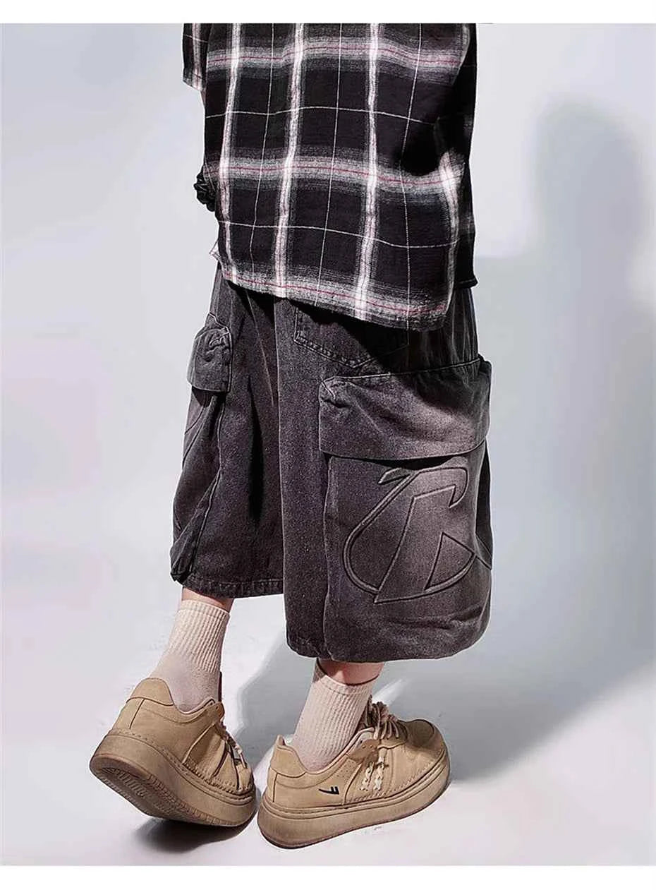 Retro Hip Hop Wide Leg Denim Jorts