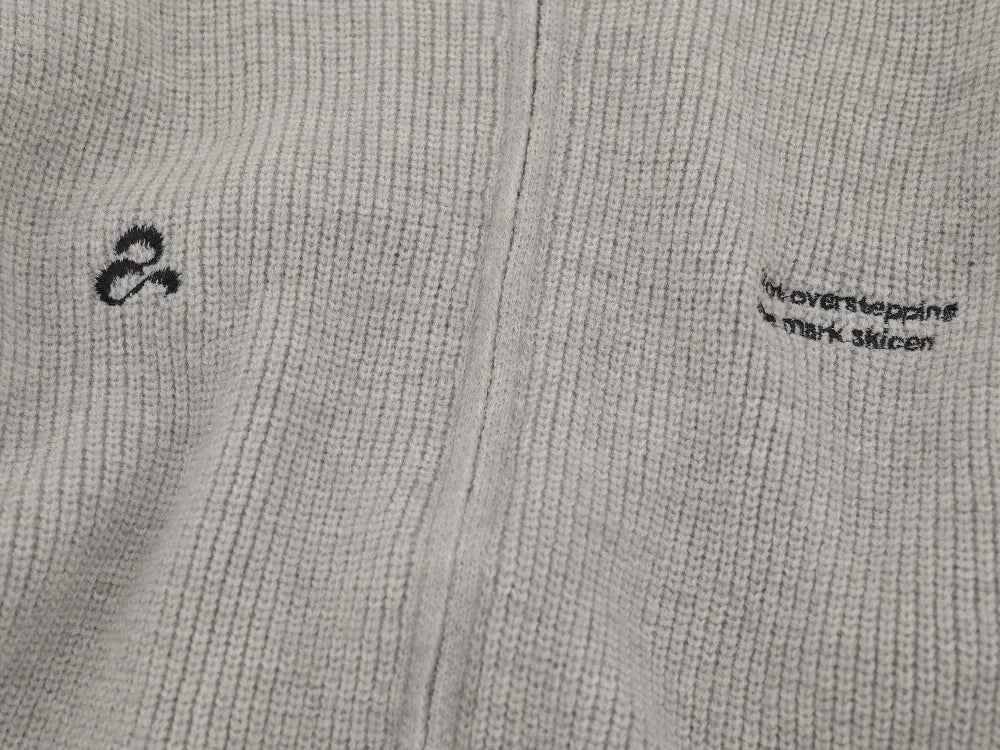 Contrast Paneled Letter Crew Neck Embroidered Cardigan