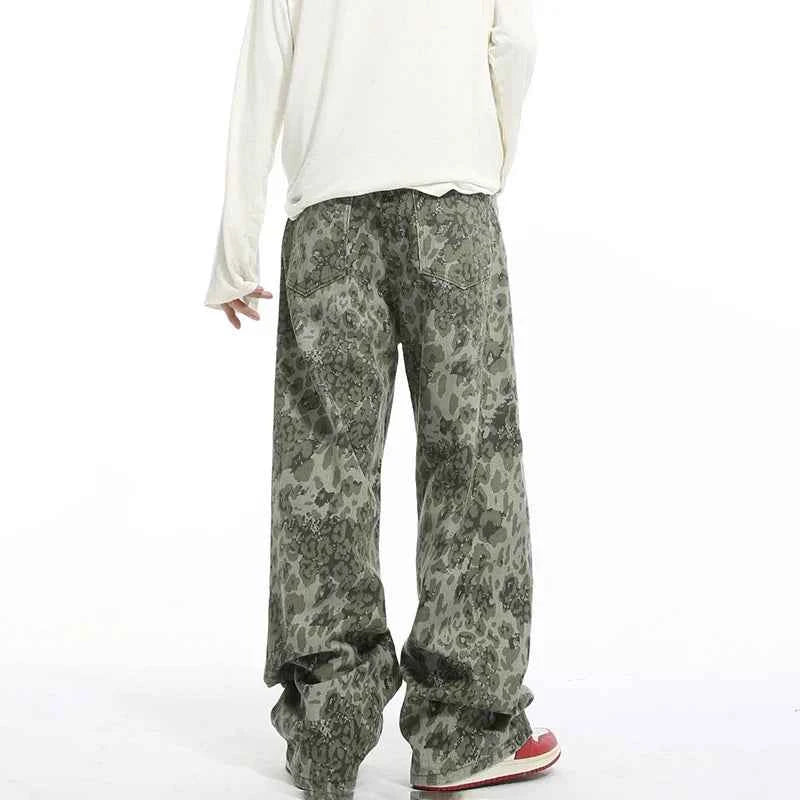 Effortless Hip Hop American Style Leopard Jeans