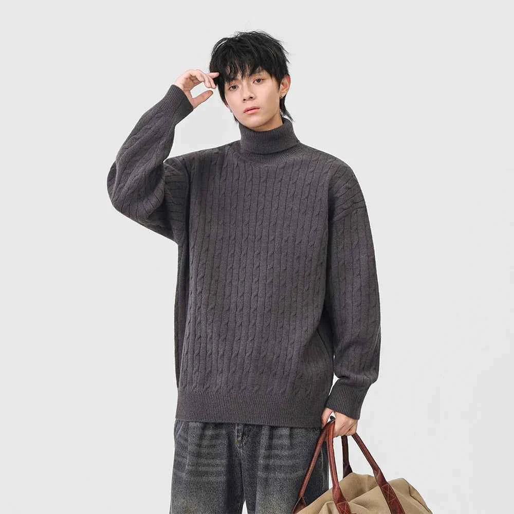 Cozy Cable Knit High Neck Turtleneck Sweater