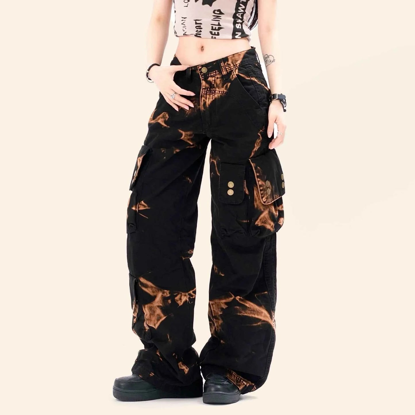 Y2K Chic Luxury Vintage Tie Dye Cargo Jeans