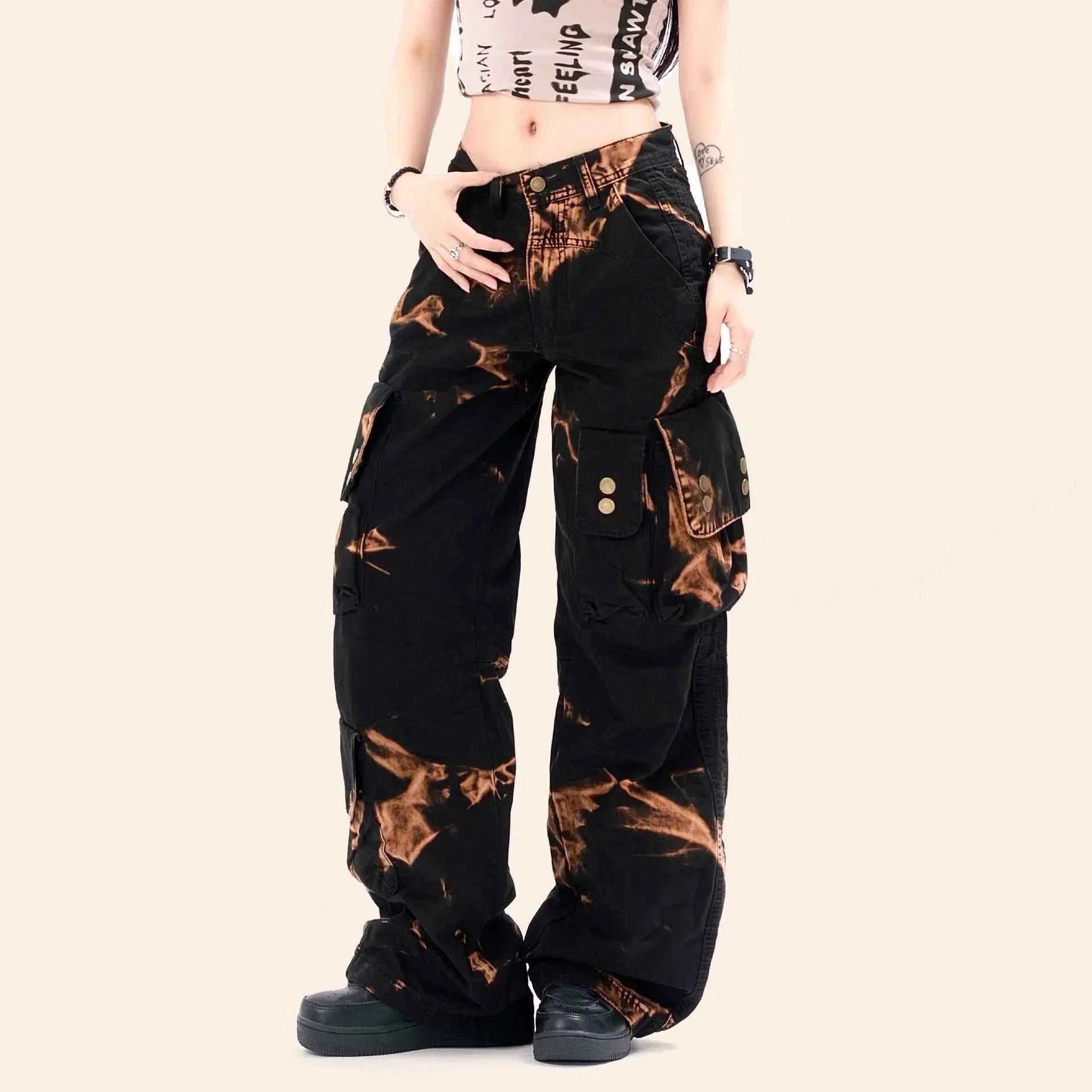 Y2K Chic Luxury Vintage Tie Dye Cargo Jeans
