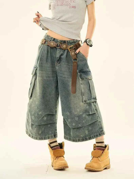 Vintage Grunge Blue Denim Jorts