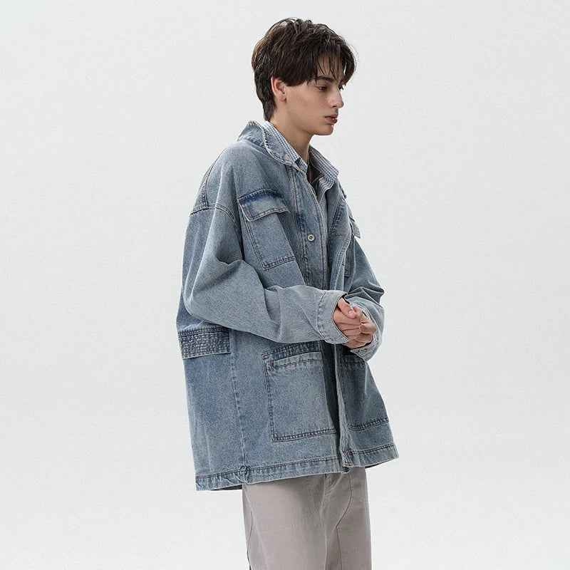 Y2K Flattering Style Loose Cargo Denim Jacket