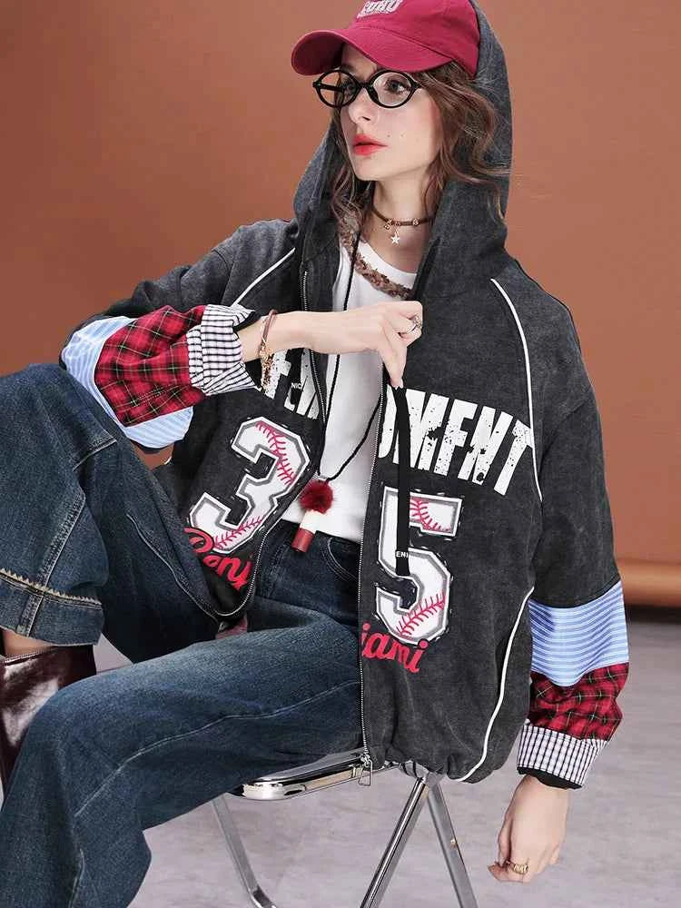 Y2K Cozy Patchwork Loose Fit Sweatshirt