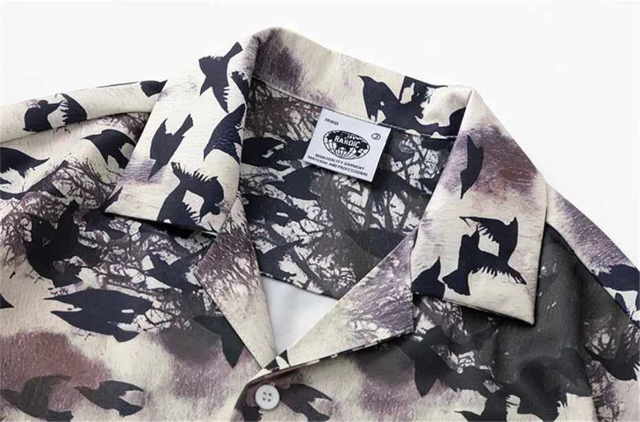 Y2K Tropical Bird Print Hawaiian Aloha Shirt