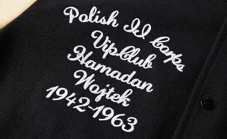 Embroidered Patchwork Woolen Baseball Varsity Jacket