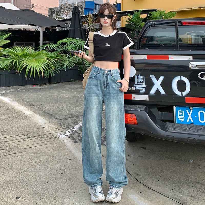 Fashionable High Waist Wide Leg Jeans