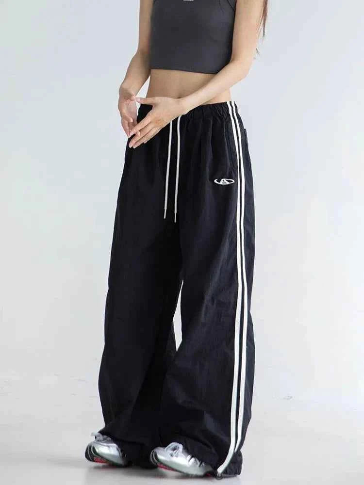 Women Casual Vintage Striped High Waist Sweatpants