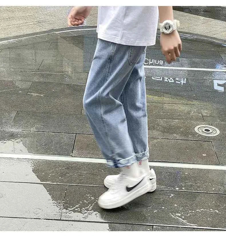 Streetwear High Street Patchwork Zipper Loose Jeans