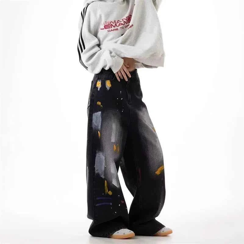 Graffiti Color Printed Cool Distressed Jeans