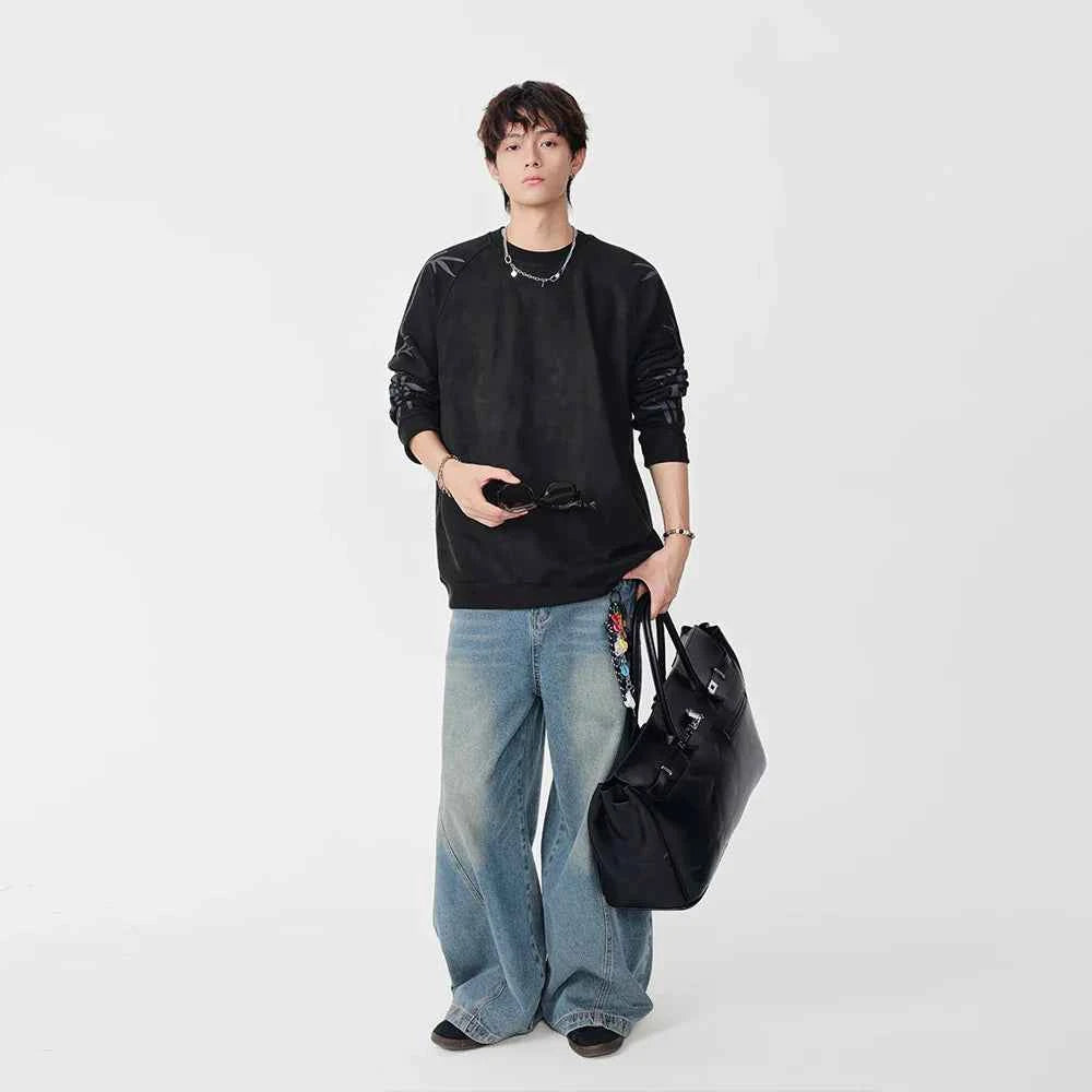 Bamboo Pattern Crew Neck Sweatshirt