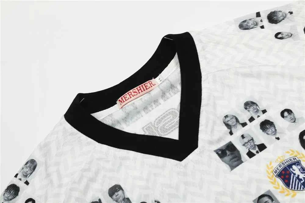 Y2K Vibrant Patchwork V-Neck Sport T-Shirt