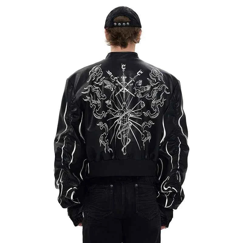 Personalized Pattern Printed Motorcycle Leather Jacket