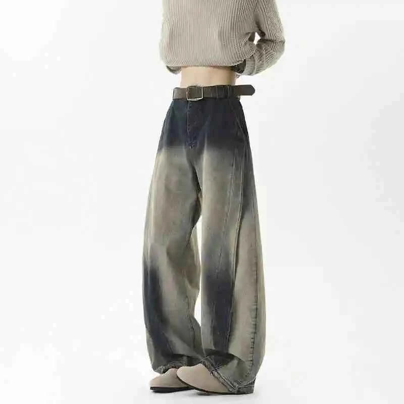 Blue Casual High Waisted Wide Legg Jeans