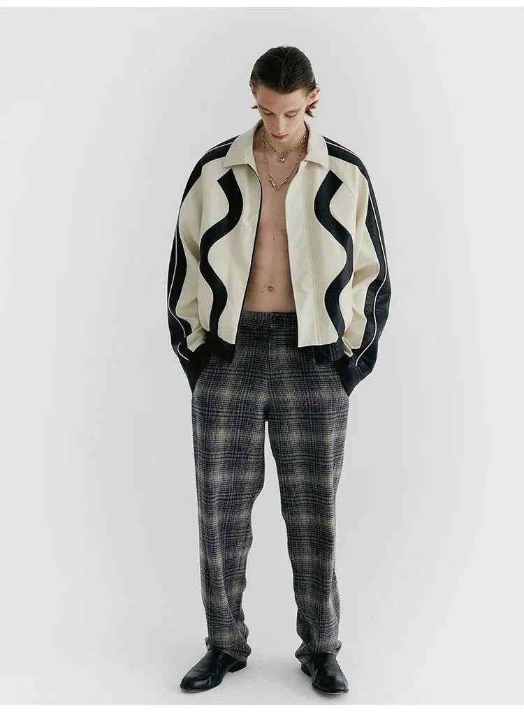 Streetwear Color Block Faux Leather Jacket