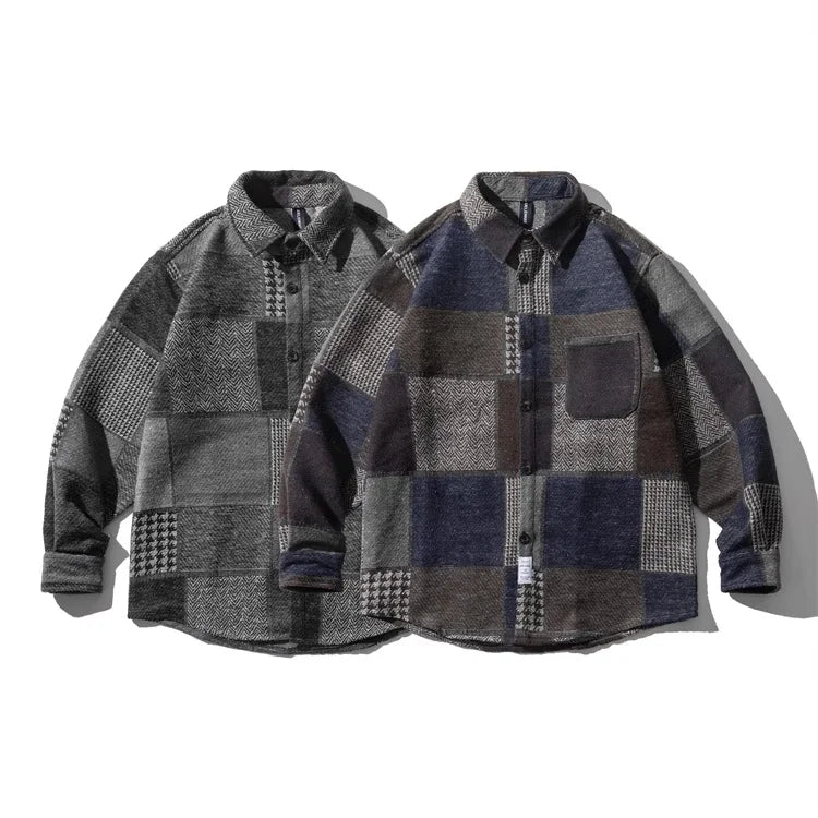Retro Dark Color Plaid Shirt