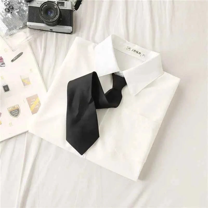 Plain White Oversized Shirt With Tie