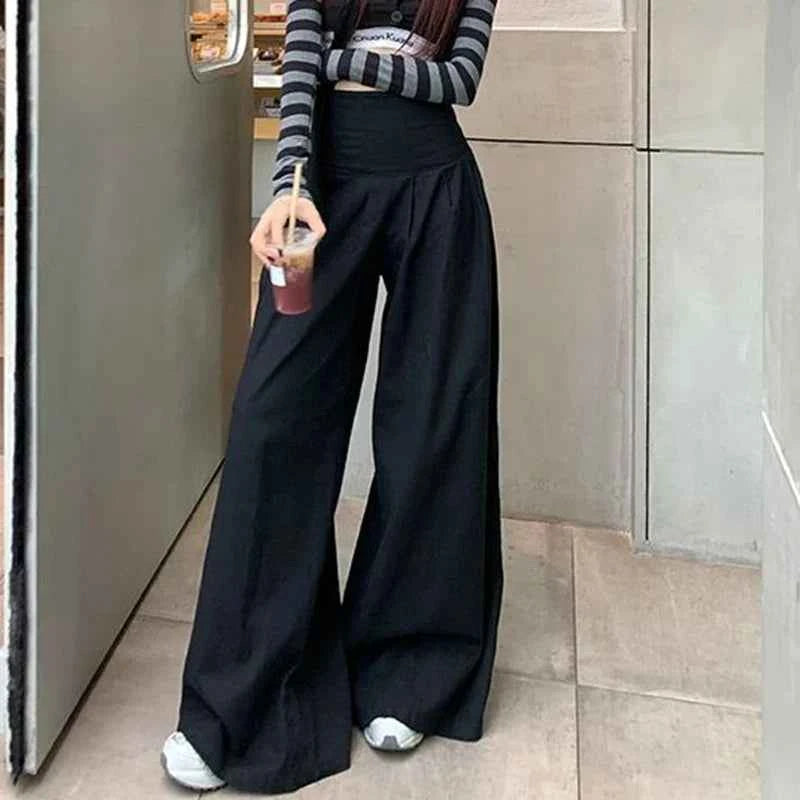 Women Vintage Streetwear Chic Wide Leg Summer Pants