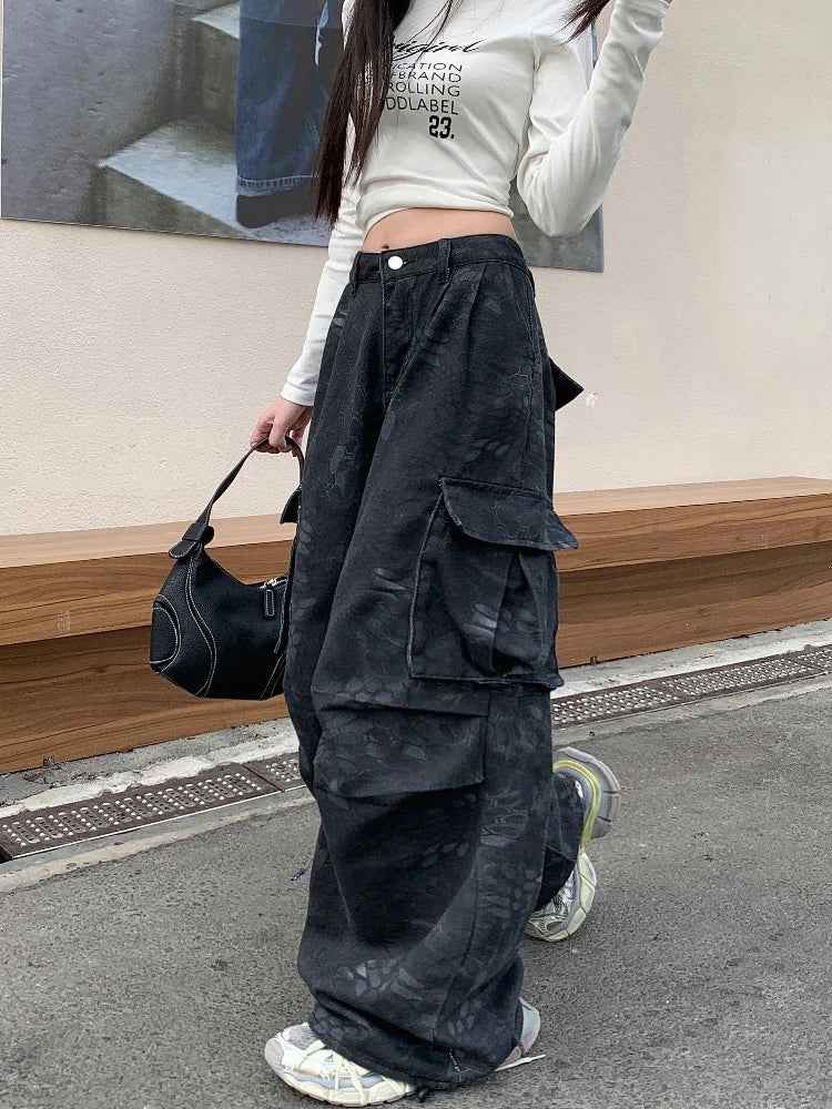 Y2K Black Cyber Cargo Jeans Jeans