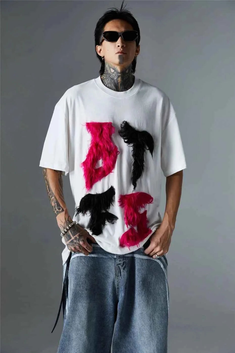 Edgy Cool Patchwork Fur T-Shirt