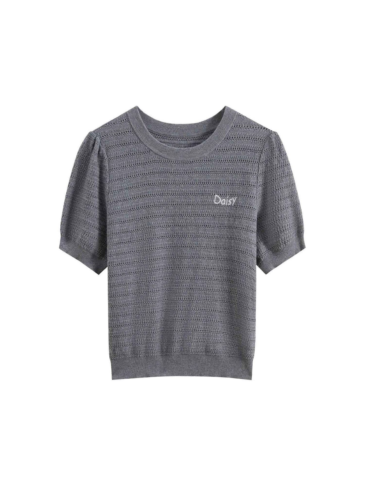 Women Hip Hop Versatile Hollow Texture Knitted T-Shirt