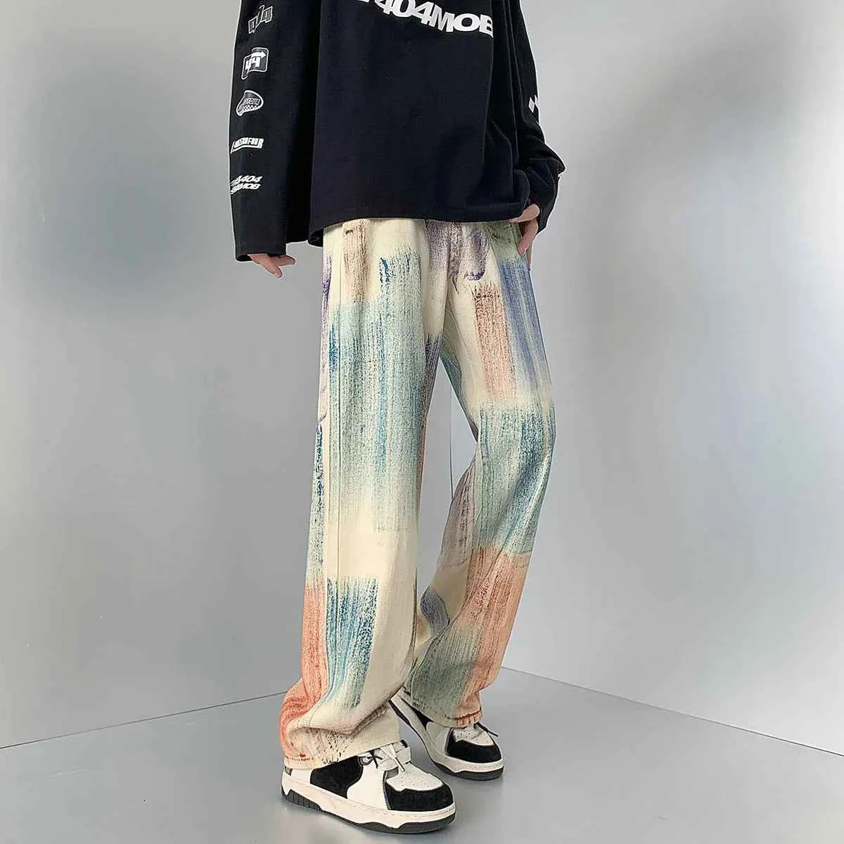 Colorful Graffiti Tie Dye Loose Jeans
