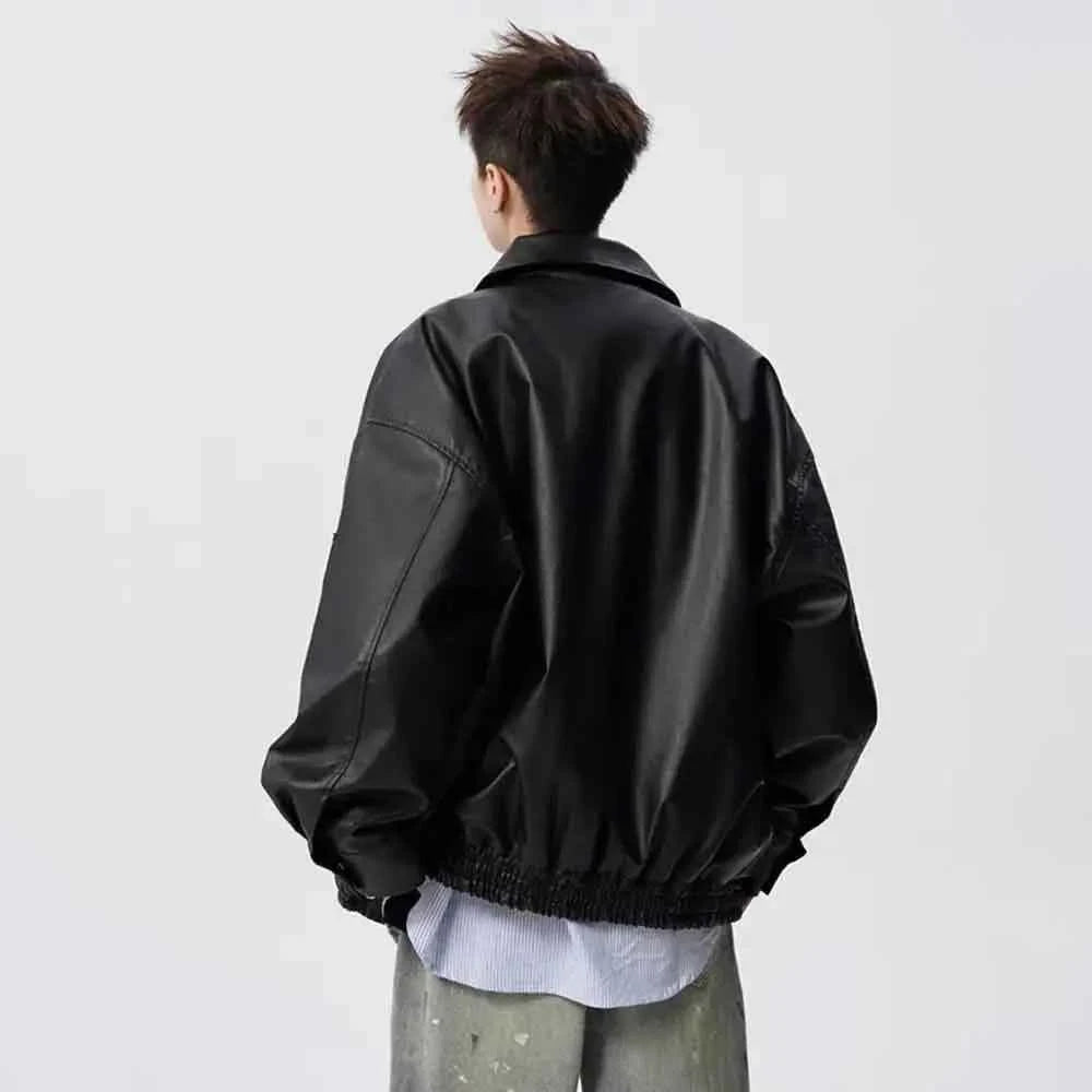 Trendy Retro Embroidered Leather Racing Jacket
