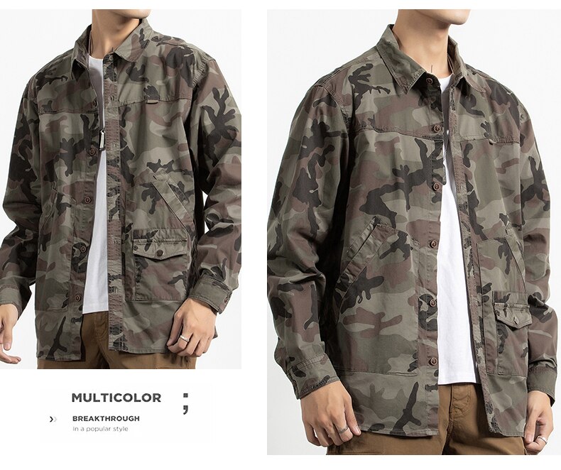 Classic Safari Camo Style Patch Pocket Jacket
