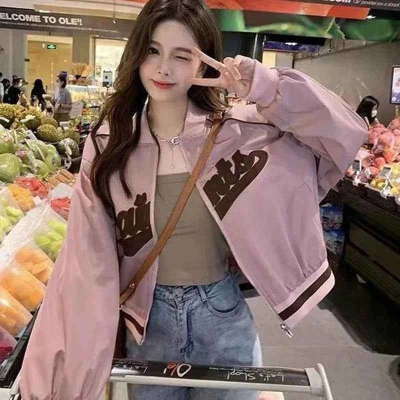 Women Stylish Embroidered Baseball Jacket
