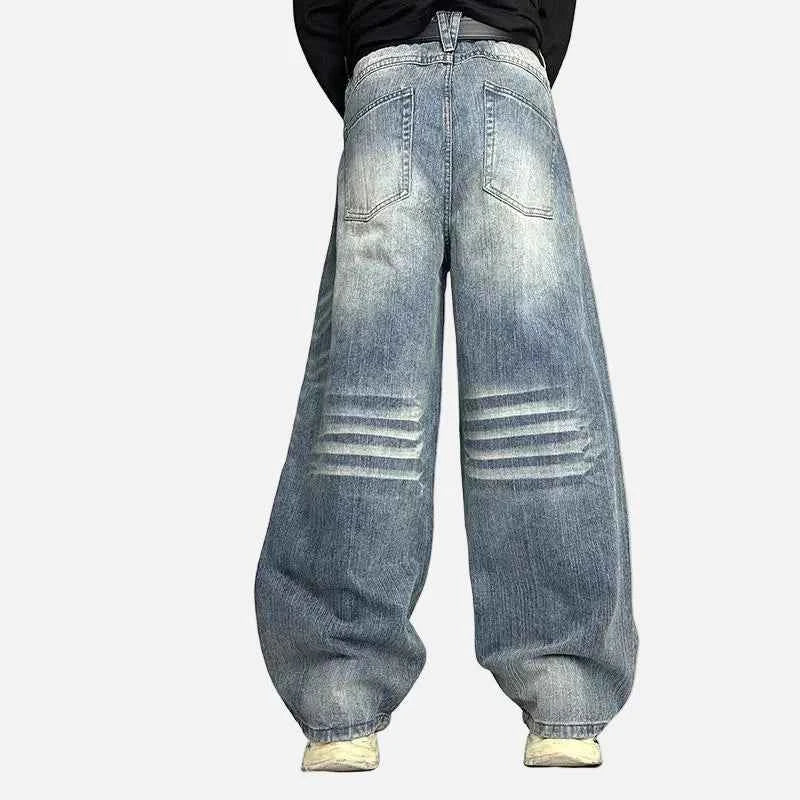 Vintage Moustache Effect Distressed Jeans