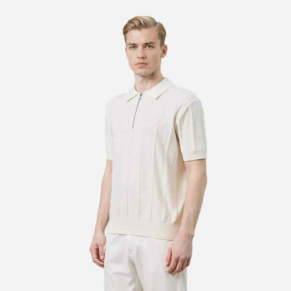 Flexible Knitted Half Zipper Short Sleeve T-Shirt
