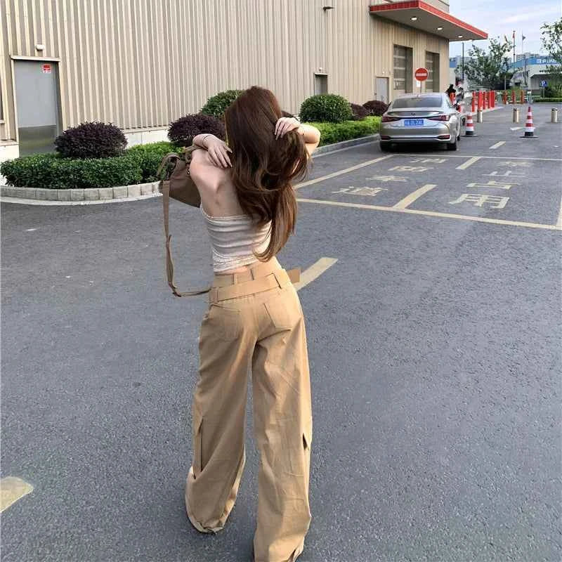 Elevated High Waisted Belted Cargo Pants