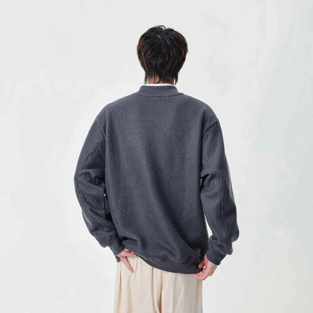 Streetwear Winter Mock Neck Knit Sweatshirt