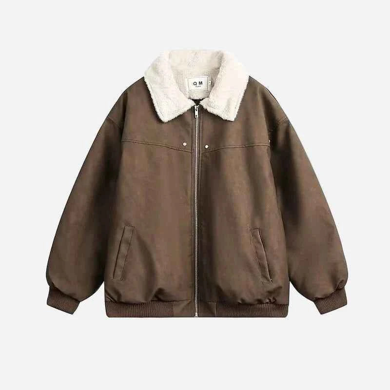 Thickened Fleece Motorcycle Leather Fur Jacket