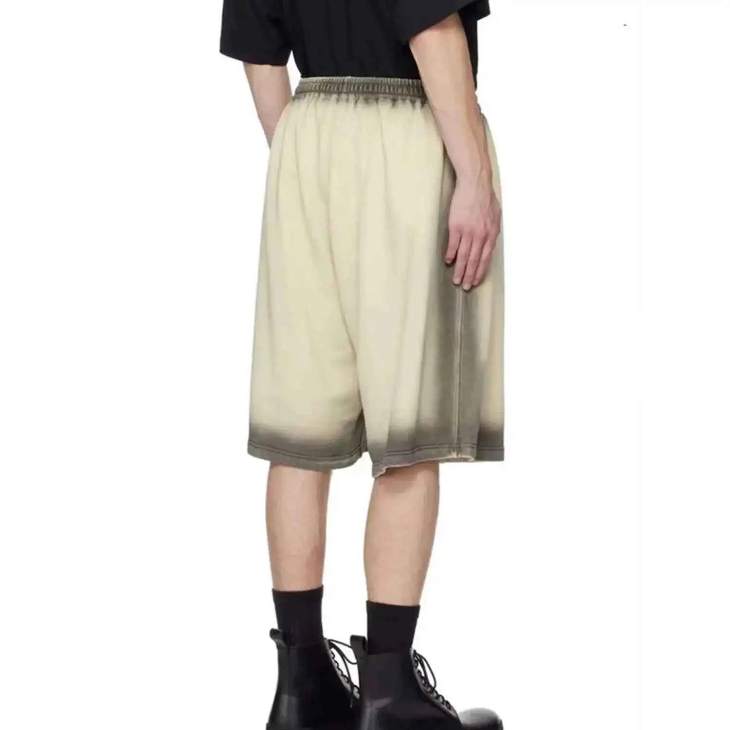 Yellow Black Smoky Gradient Colorblock Shorts