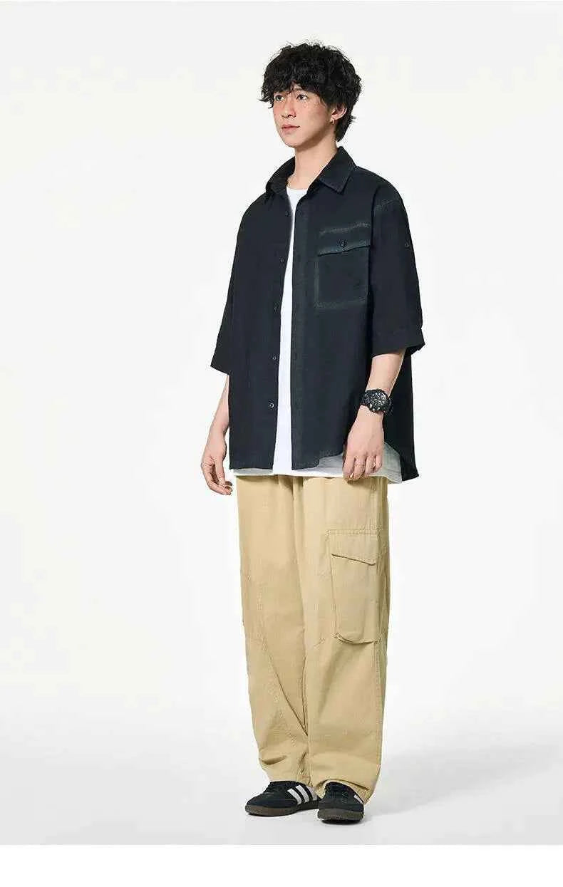 Cloud-Soft Contrast Lapel Casual Shirt