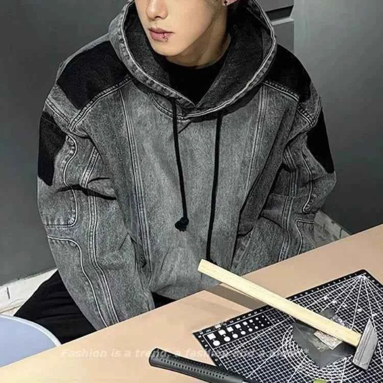 Vintage Japanese Style Denim Hoodie