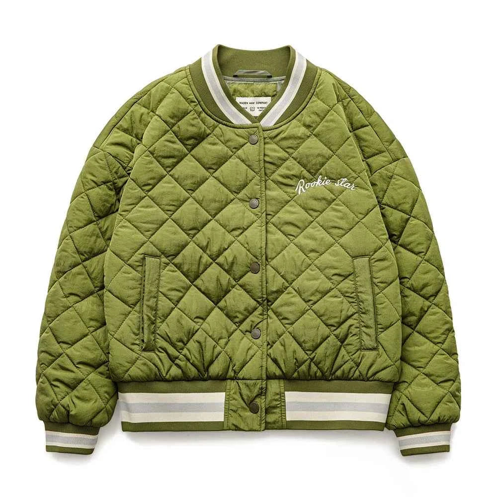 Retro Green Diamond Quilted Padded Jacket