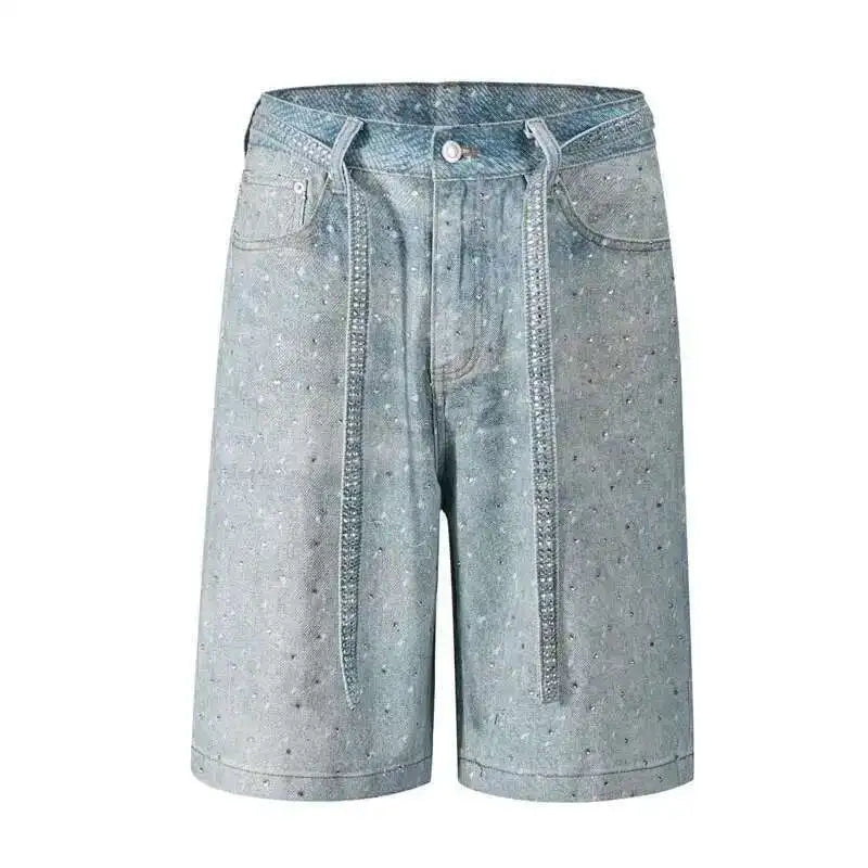 Heat-melting Rhinestone Denim Shorts